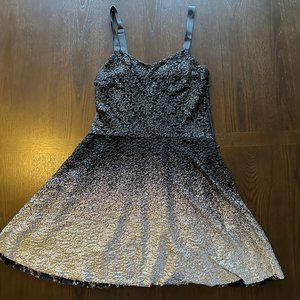 Free People Black Lace and Silver Foil Ombre Dress